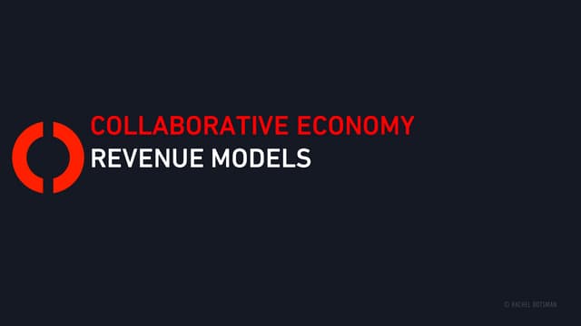 Collaborative Economy Revenue Models