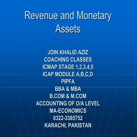 Revenue & monetary assets
