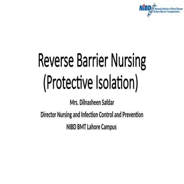 Reverse Barrier Nursing Neutropenic care