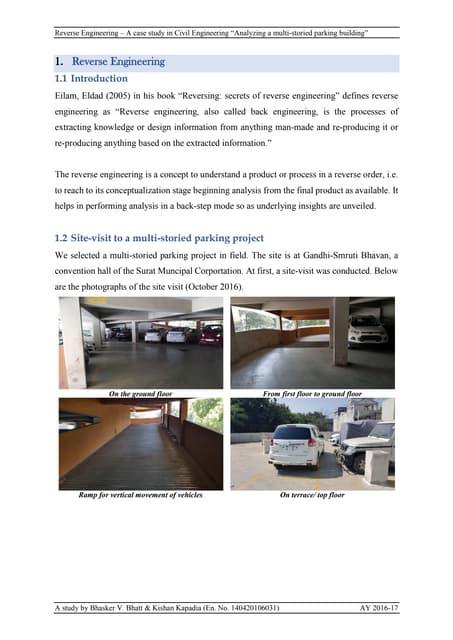 Reverse engineering case on multi storied parking