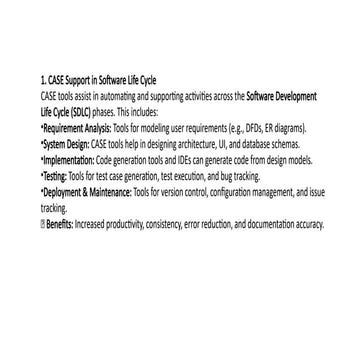 1. CASE Support in Software Life Cycle C