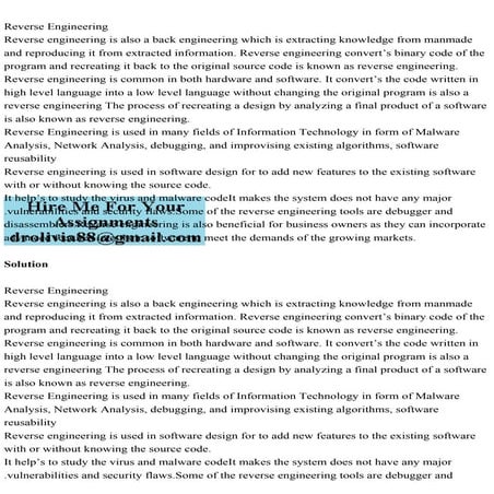 Reverse EngineeringReverse engineering is also a back engineering .pdf