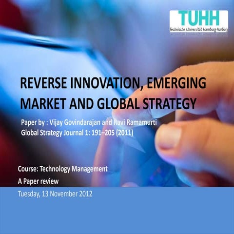 Reverse innovation, emerging market and global strategy v3