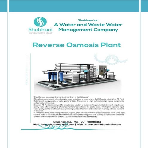 Reverse osmosis plant by shubham inc | Ahmedabad | Gujarat