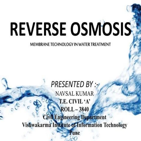 Membrane Technology in Drinking and Industrial Water Treatment – REVERSE OSMOSIS