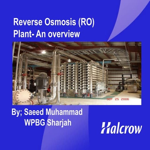 Reverse osmosis (ro) plant  an overview-saeed