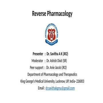 REVERSE PHARMACOLOGY - concept and difference between conventional and reverse pharmacology