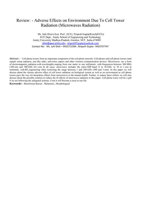 Effect of mobile-phone radiation on Human health | PPT