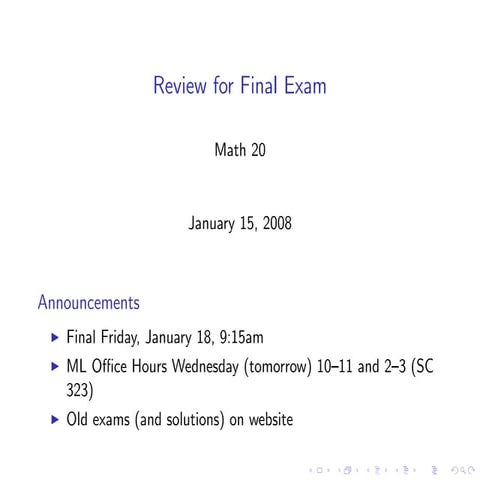 Review for final exam | PPT