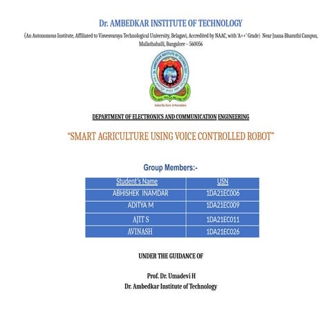 “SMART AGRICULTURE USING VOICE CONTROLLED ROBOT”