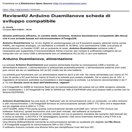 Review4 u arduino duemilanove scheda di sviluppo compatibile   2010-11-11