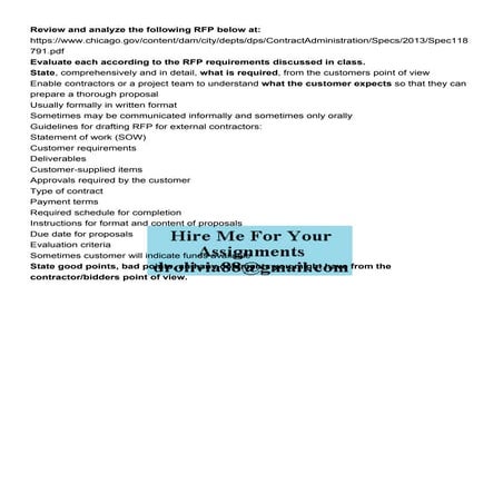 Review and analyze the following RFP below at httpswwwc.pdf