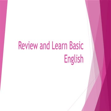 Review and Learn Basic English. ENGLISH CLASS FOR BEGINNER