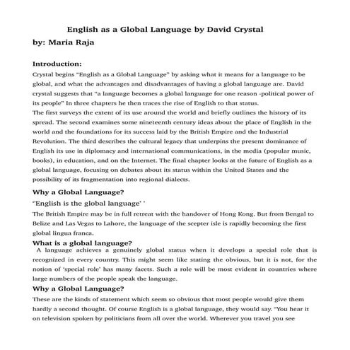 Review : english as global language by david crystal