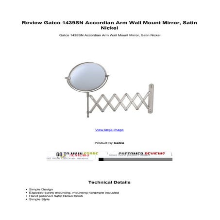 Review gatco 1439 sn accordian arm wall mount mirror satin nickel