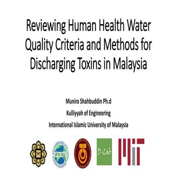 Reviewing human health water quality criteria and methods of discharging toxins
