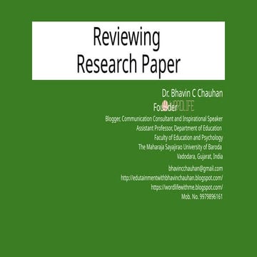 Reviewing Research Paper: Introduction to Process