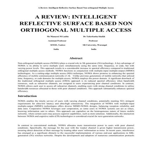Review Intelligent Reflective Surface Based Non Orthogonal Multiple Access (1...