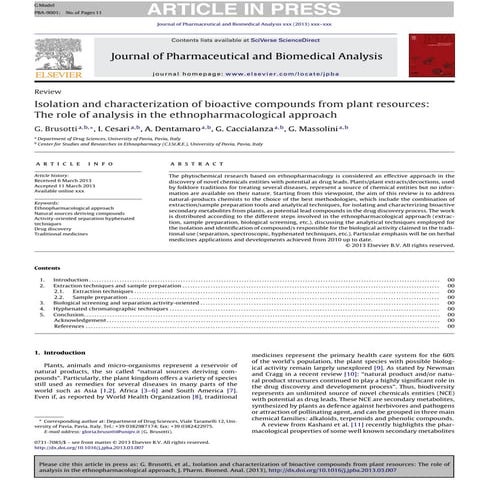 Review isolation and characterization of bioactive compounds from plant resou...