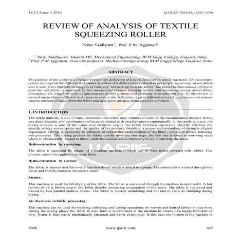 Review of analysis of textile squeezing roller