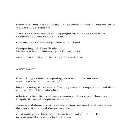 Review of Business Information Systems – Fourth Quarter 2013 V.docx