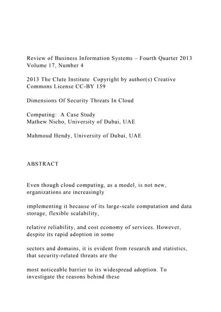 Review of Business Information Systems – Fourth Quarter 2013 V.docx