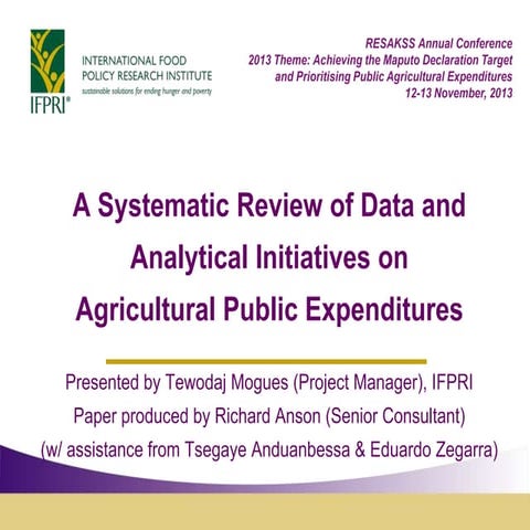 Review of data initiatives - Presented by Tewodaj Mogues (Project Manager), I...