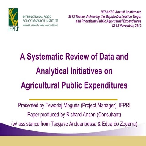 Review of Initiatives to Assemble Data on Agricultural Public Expenditures