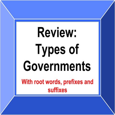 Review of government types root words, prefixes and suffixes 2011-12