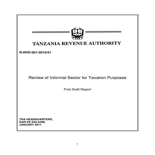 Review of informal sector for taxation purposes