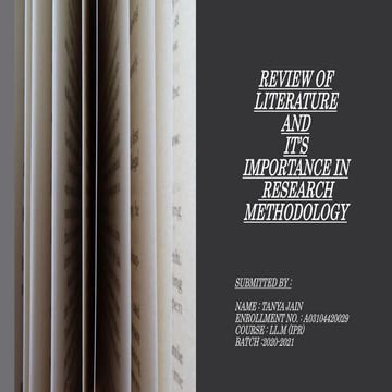 Review of literature & its impotance in research methodology.