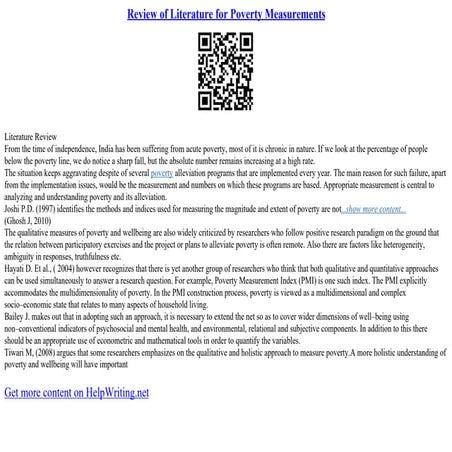 Review Of Literature For Poverty Measurements | PDF