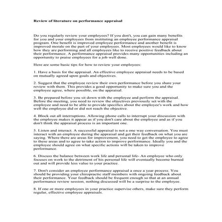 Review of literature on performance appraisal