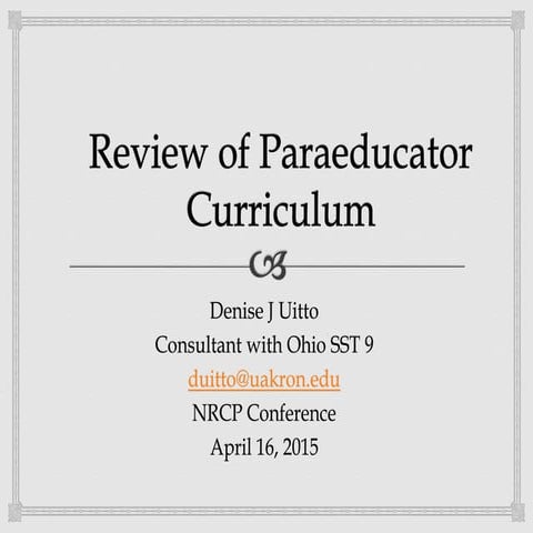 Review of Paraeducator Curriculum