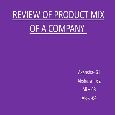 Product Mix of Cadbury