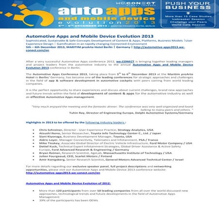Automotive Apps & Mobile Device Evolution 2013 - Review & Preview