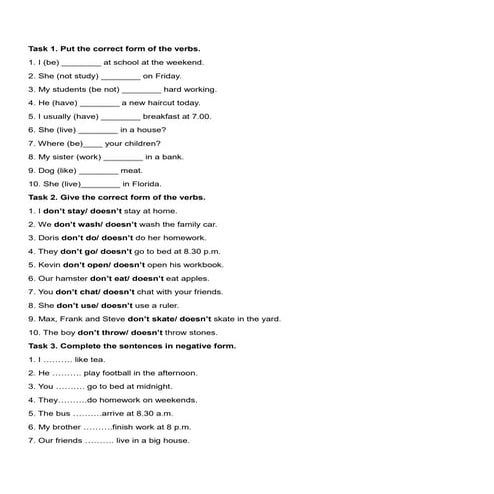 Change the verb into the correct form | DOCX