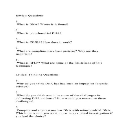 Review Questions1. What is DNA Where is it found2. Wha.docx
