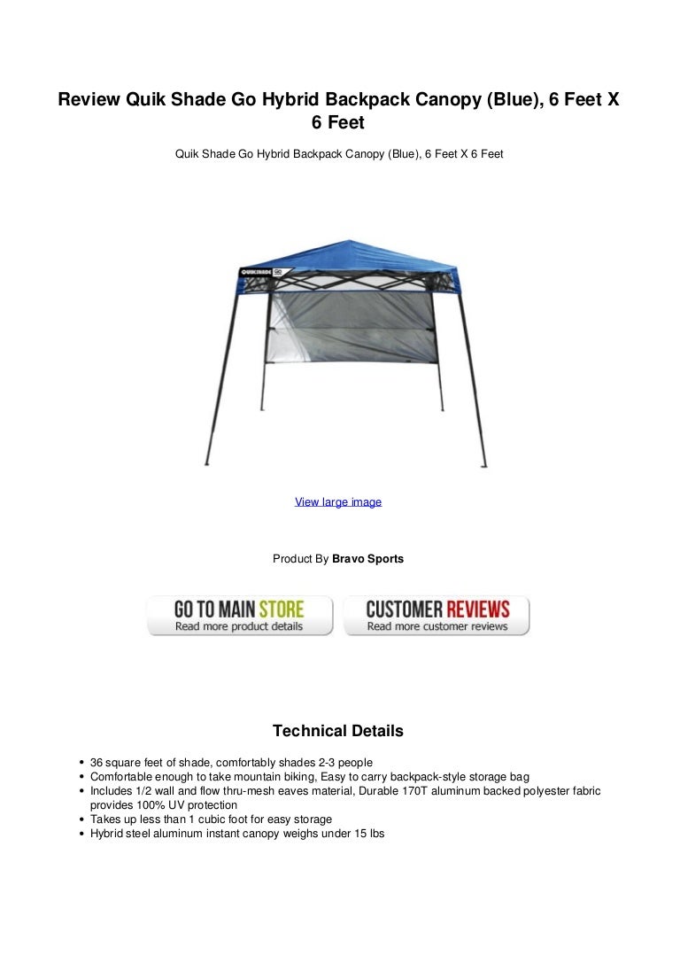 Review Quik Shade Go Hybrid Backpack Canopy Blue 6 Feet X 6 Feet