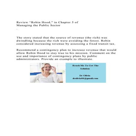 Review Robin Hood,” in Chapter 5 of Managing the Public Secto.docx