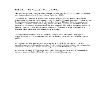 Reviews and DELE courses