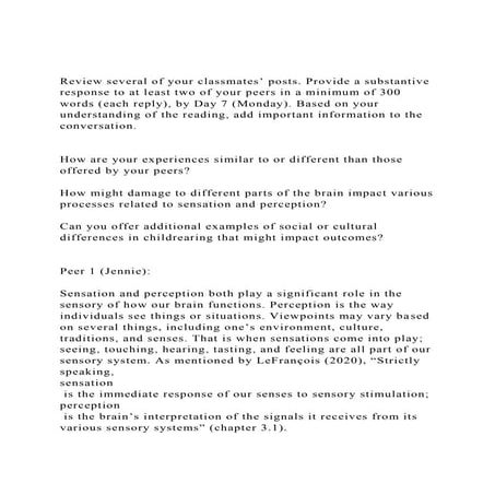 Review several of your classmates’ posts. Provide a substantive .docx