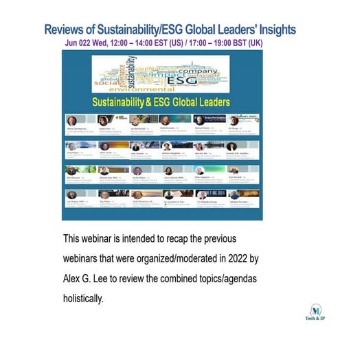 Reviews of Sustainability and ESG Global Leaders' Insights