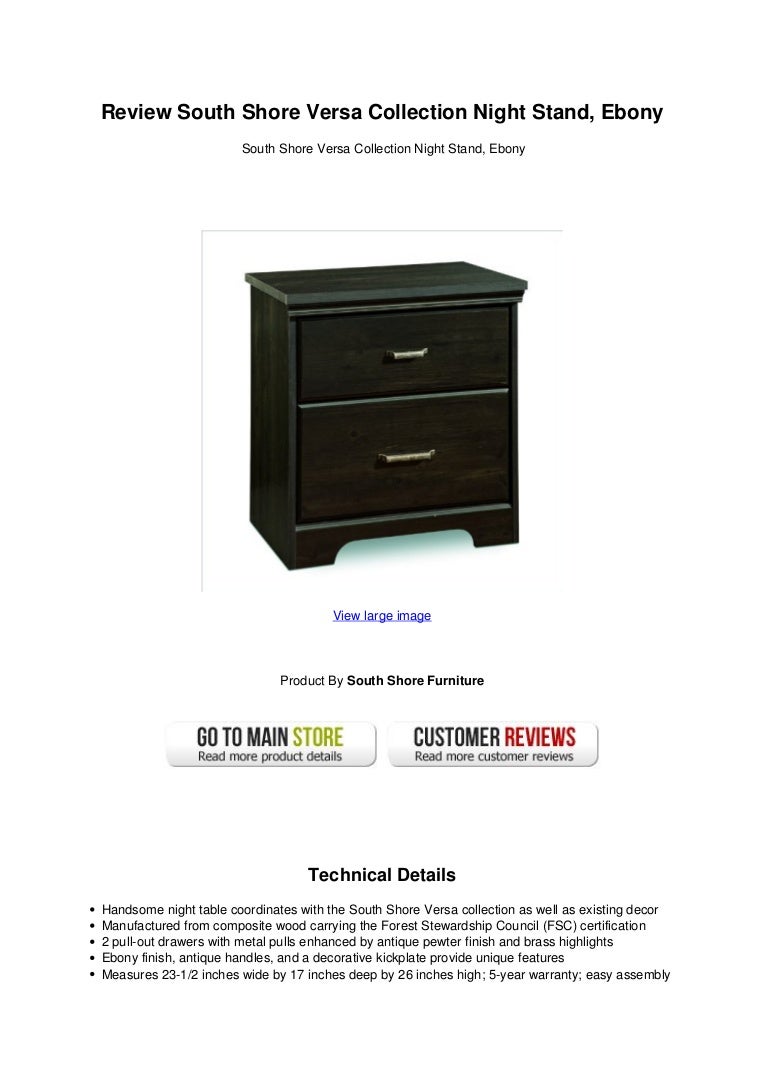 Review South Shore Versa Collection Night Stand Ebony
