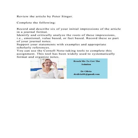 Review the article by Peter Singer.Complete the followingRe.docx
