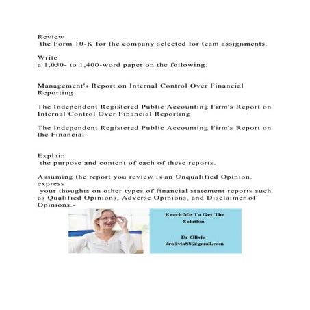 Review the Form 10-K for the company selected for team assignments.docx