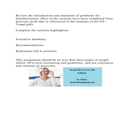 Review the Introduction and statement of problems for familiarizatio | DOCX
