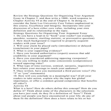 Review the Strategy Questions for Organizing Your Argument Essay i.docx