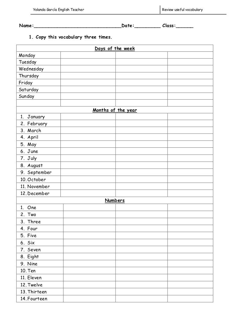 review useful vocabulary