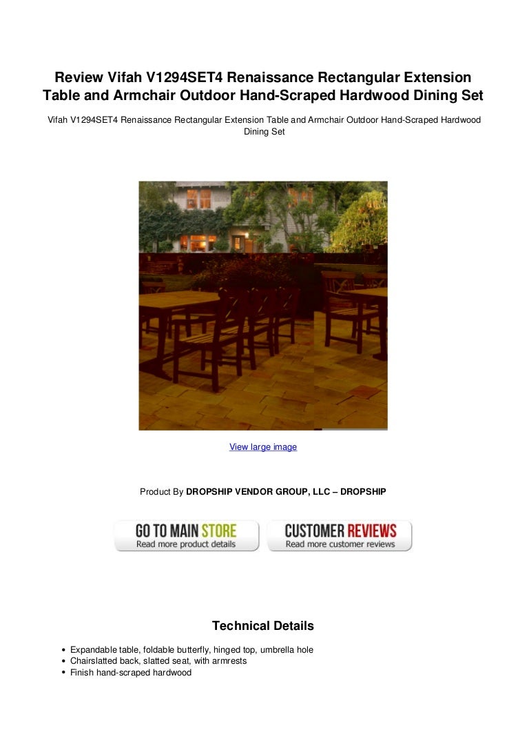 Review Vifah V1294set4 Renaissance Rectangular Extension Table And Ar